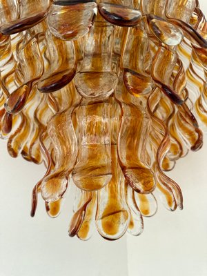 Cascade Wave Chandelier in Amber Murano Glass attributed to Mazzega, Italy, 1970s-FUE-2020628