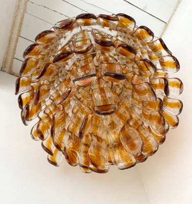 Cascade Wave Chandelier in Amber Murano Glass attributed to Mazzega, Italy, 1970s-FUE-2020628