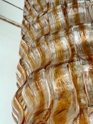 Cascade Wave Chandelier in Amber Murano Glass attributed to Mazzega, Italy, 1970s-FUE-2020628