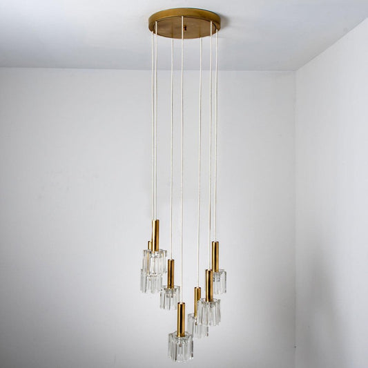 Cascading Glass and Brass Pendant fro Peill Putzler, 1970s