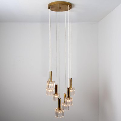 Cascading Glass and Brass Pendant fro Peill Putzler, 1970s-VDW-1704092