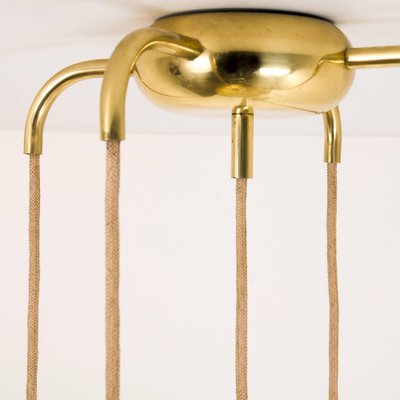 Cascading Textured Glass and Brass Chandelier, Austria, 1960s