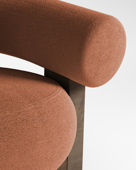 Cassete Armchair in Boucle Burnt Orange and Smoked Oak by Alter Ego for Collector