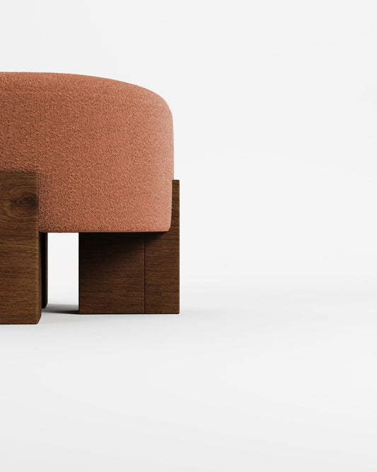 Cassete Pouf in Boucle Burnt Orange by Alter Ego for Collector