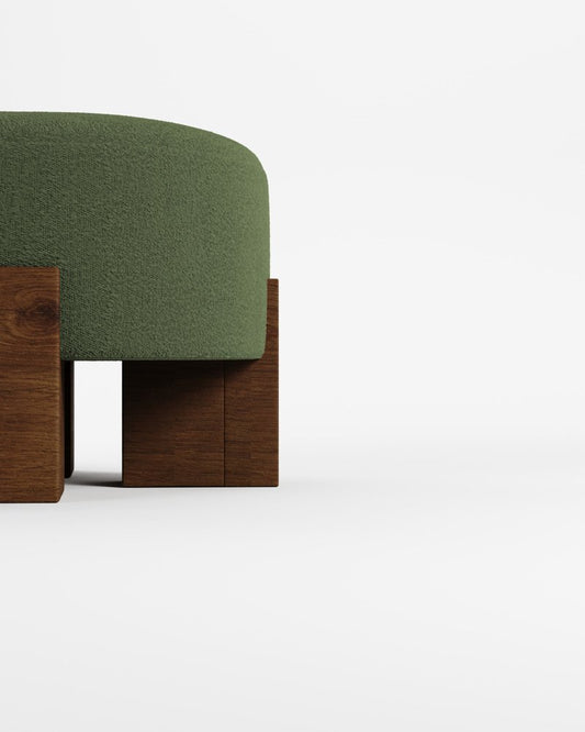 Cassete Pouf in Boucle Green by Alter Ego for Collector