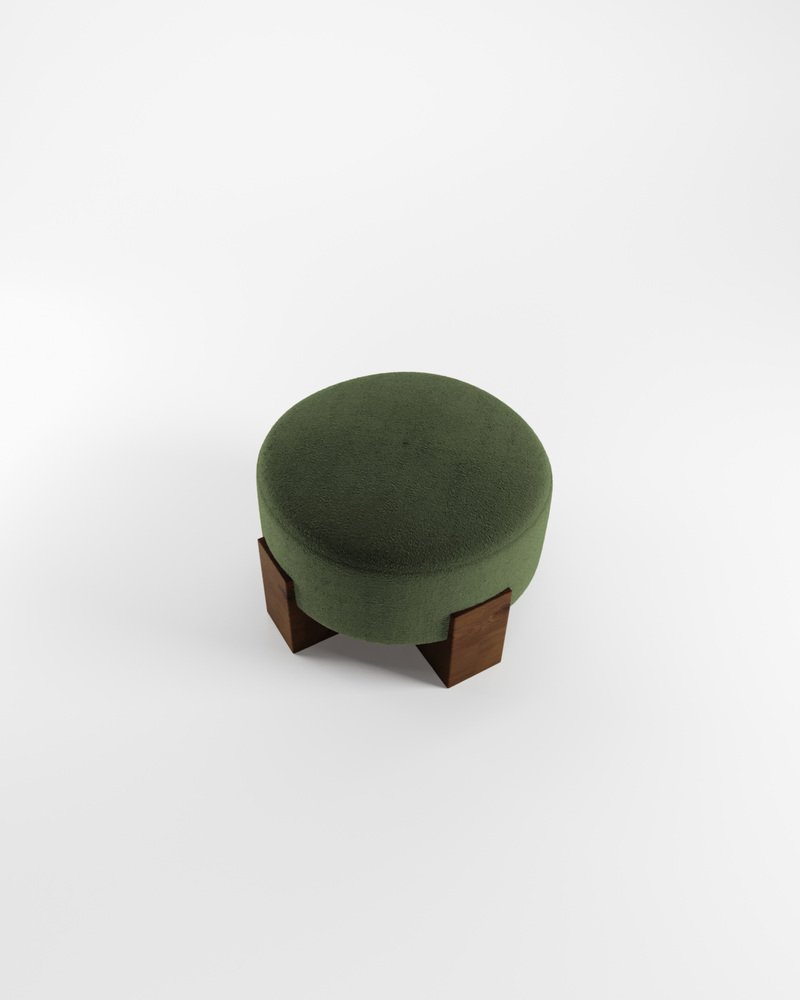 Cassete Pouf in Boucle Green by Alter Ego for Collector