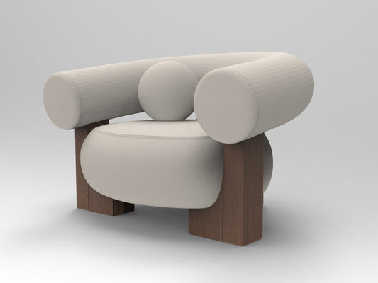 Cassette Armchair in Outdoor Tricot Off White Fabric and Smoked Oak by Alter Ego for Collector