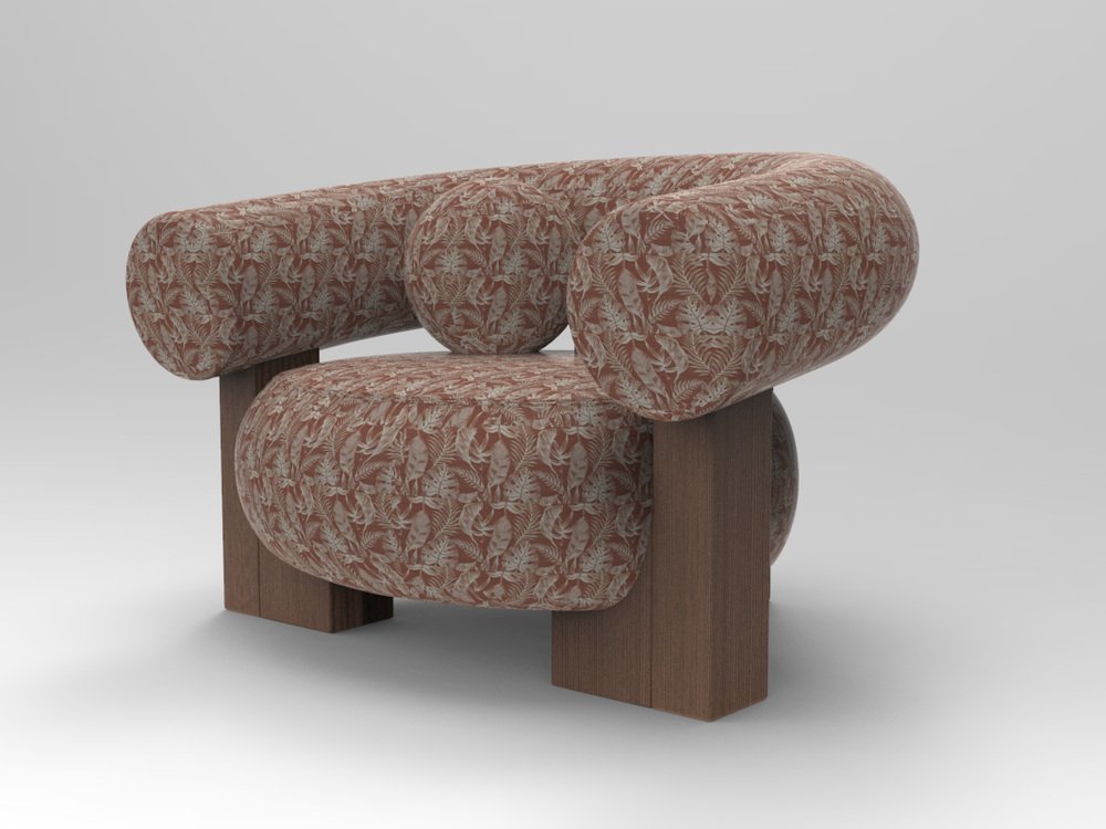 Cassette Armchair in Outdoor Yucca Terracotta Fabric and Smoked Oak by Alter Ego for Collector