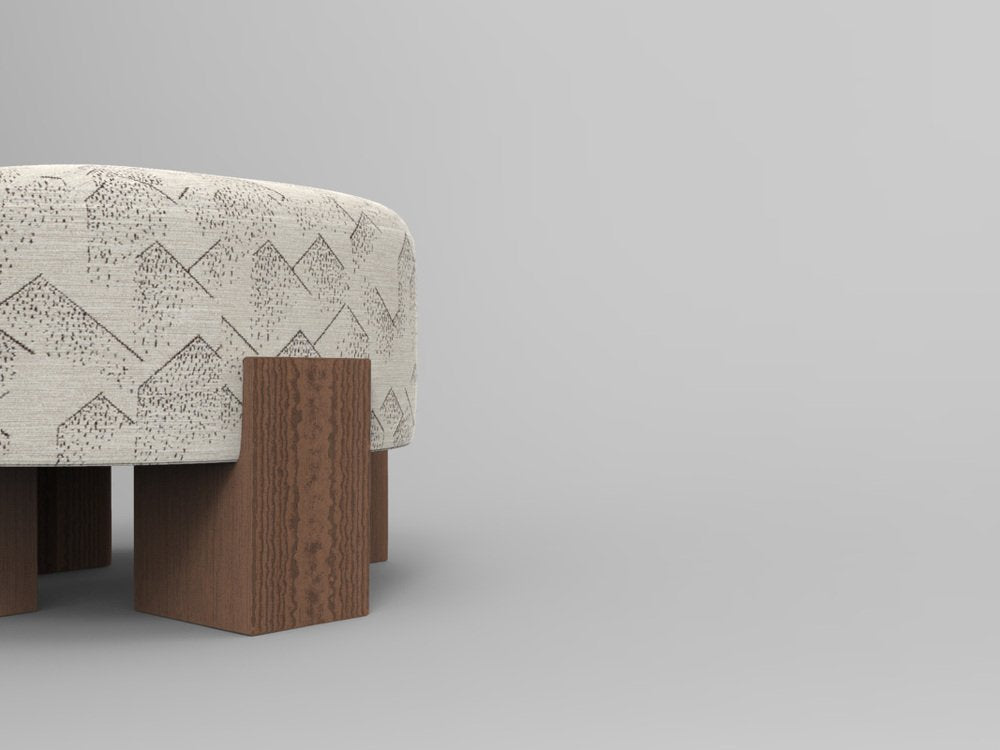 Cassette Pouf in Brink Graphite Ivory Fabric and Smoked Oak by Alter Ego for Collector