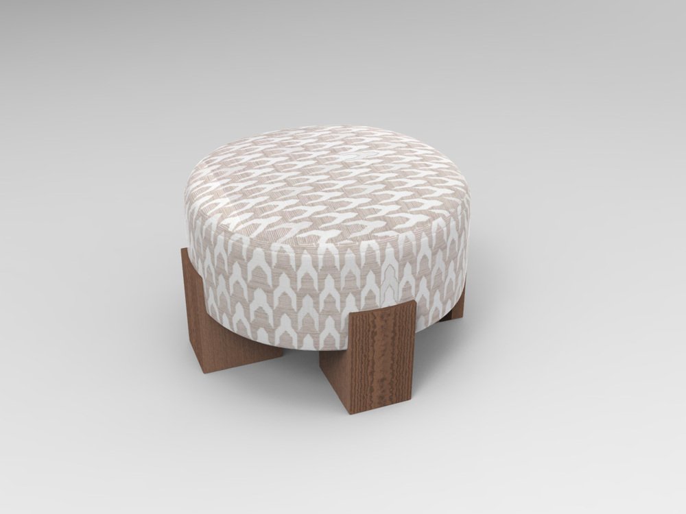 Cassette Pouf in Outside Baldac Beige Fabric and Smoked Oak by Alter Ego for Collector