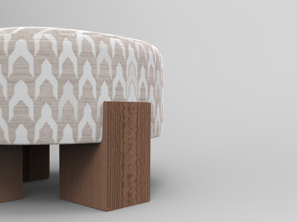 Cassette Pouf in Outside Baldac Beige Fabric and Smoked Oak by Alter Ego for Collector