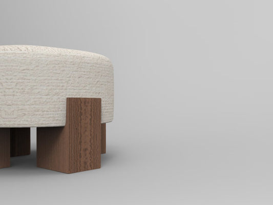 Cassette Pouf in Outside Tricot Off White Fabric and Smoked Oak by Alter Ego for Collector