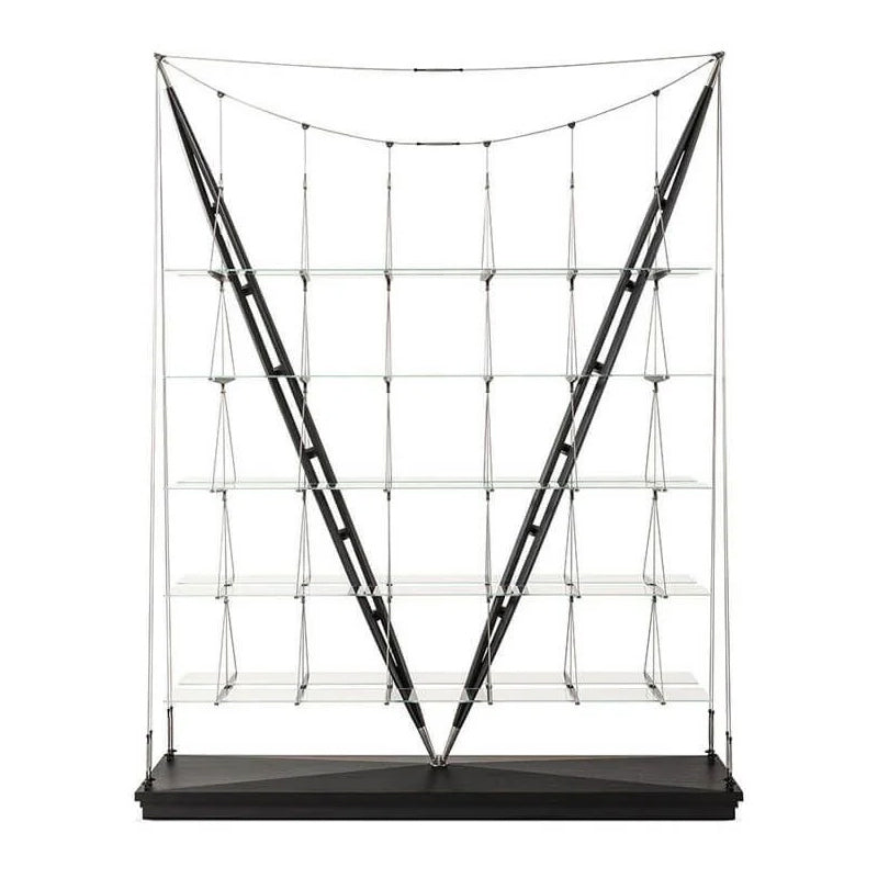 Veliero Bookcase by Cassina #Black Stained Ash / Tempered Stratified Glass / Brass with satin chrome finish