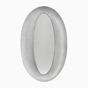 Cast Aluminum Frame Oval Mirror from by Burchiellaro Lorenzo, 1960s-FWM-1451237