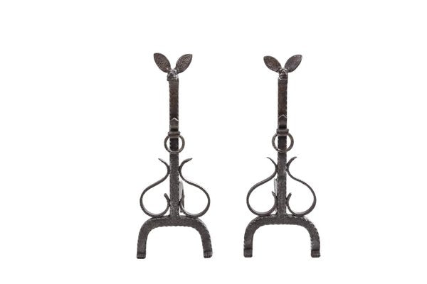 Cast Andirons in Iron, 20th Century, Set of 2-CEJ-1107814