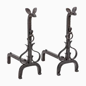 Cast Andirons in Iron, 20th Century, Set of 2-CEJ-1107814