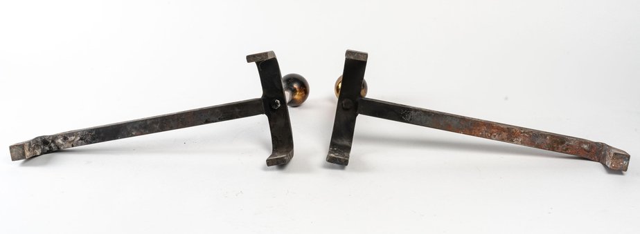 Cast Iron and Brass Chenets, 1960s, Set of 2-WFS-1399465