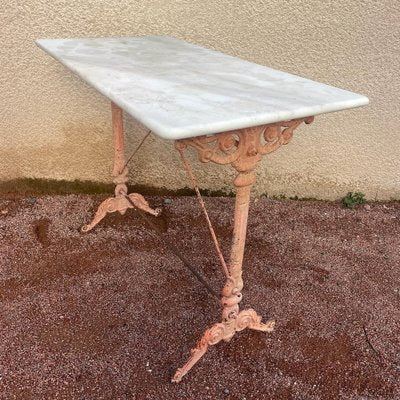 Cast Iron and Marble Bistro Table, 1900s-SDV-1755970