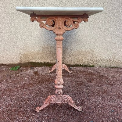 Cast Iron and Marble Bistro Table, 1900s-SDV-1755970