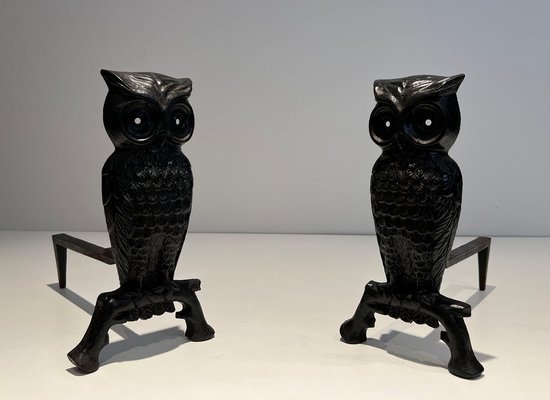 Cast Iron and Wrought Iron Chenets, 1970s, Set of 2-BA-1481477