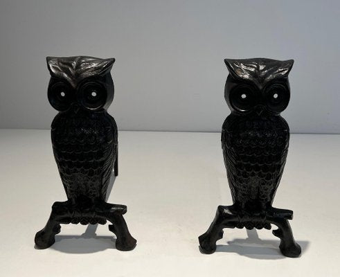 Cast Iron and Wrought Iron Chenets, 1970s, Set of 2-BA-1481477