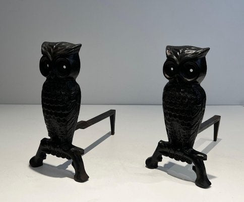 Cast Iron and Wrought Iron Chenets, 1970s, Set of 2-BA-1481477