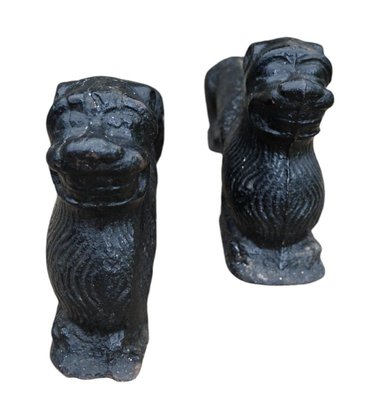 Cast Iron Andirons in the Shape of a Lying Dog, Belgium, 16th Century, Set of 2-RIK-2016988