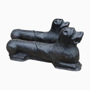 Cast Iron Andirons in the Shape of a Lying Dog, Belgium, 16th Century, Set of 2-RIK-2016988