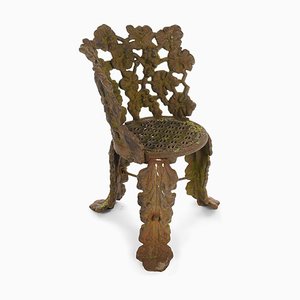 Cast Iron Chair with Floral Decoration, 1940s-NQ-680223