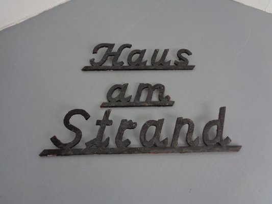 Cast Iron House Am Beach Lettering, Germany, 1960s, Set of 3-RDW-1389837