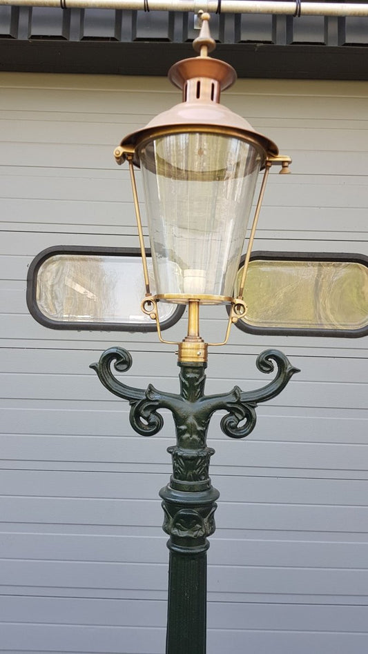 Cast Iron Lamp Post Romantica with Round Copper Lantern