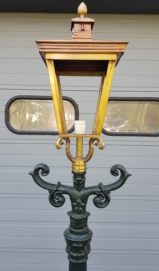 Cast Iron Lamp Post Romantica with Square Copper Lantern