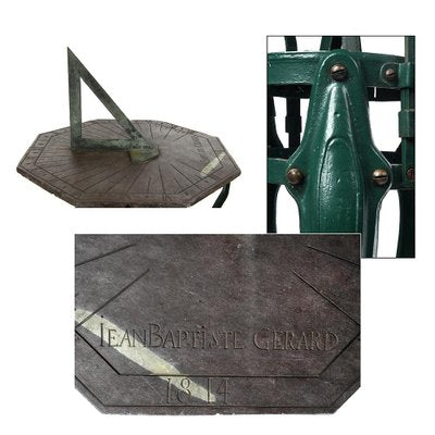 Cast Iron Table with Sundial Slate Engraved-NQ-722721