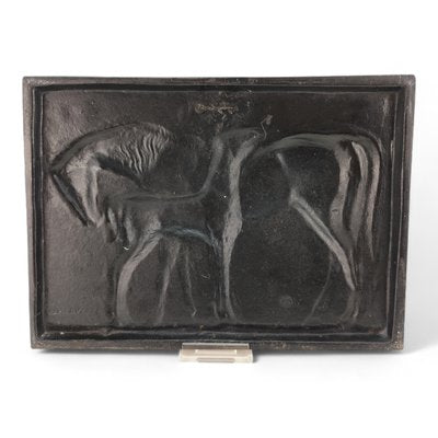 Cast Iron Wall Relief of Foal & Mare by Carl Wagner for Buderus-VWG-2017278