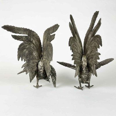 Cast Rooster Figurines, 1890s, Set of 2-TBU-2041458