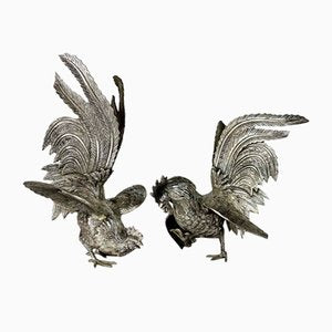 Cast Rooster Figurines, 1890s, Set of 2-TBU-2041458