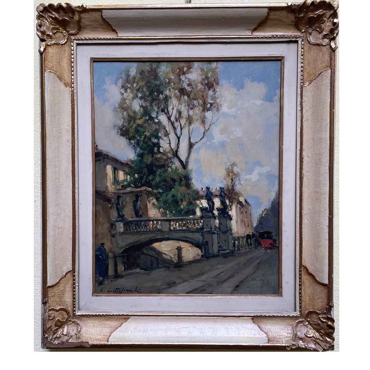 Castelfranchi Cirano, View of the Naviglio of via San Damiano, 1951, Oil on Panel