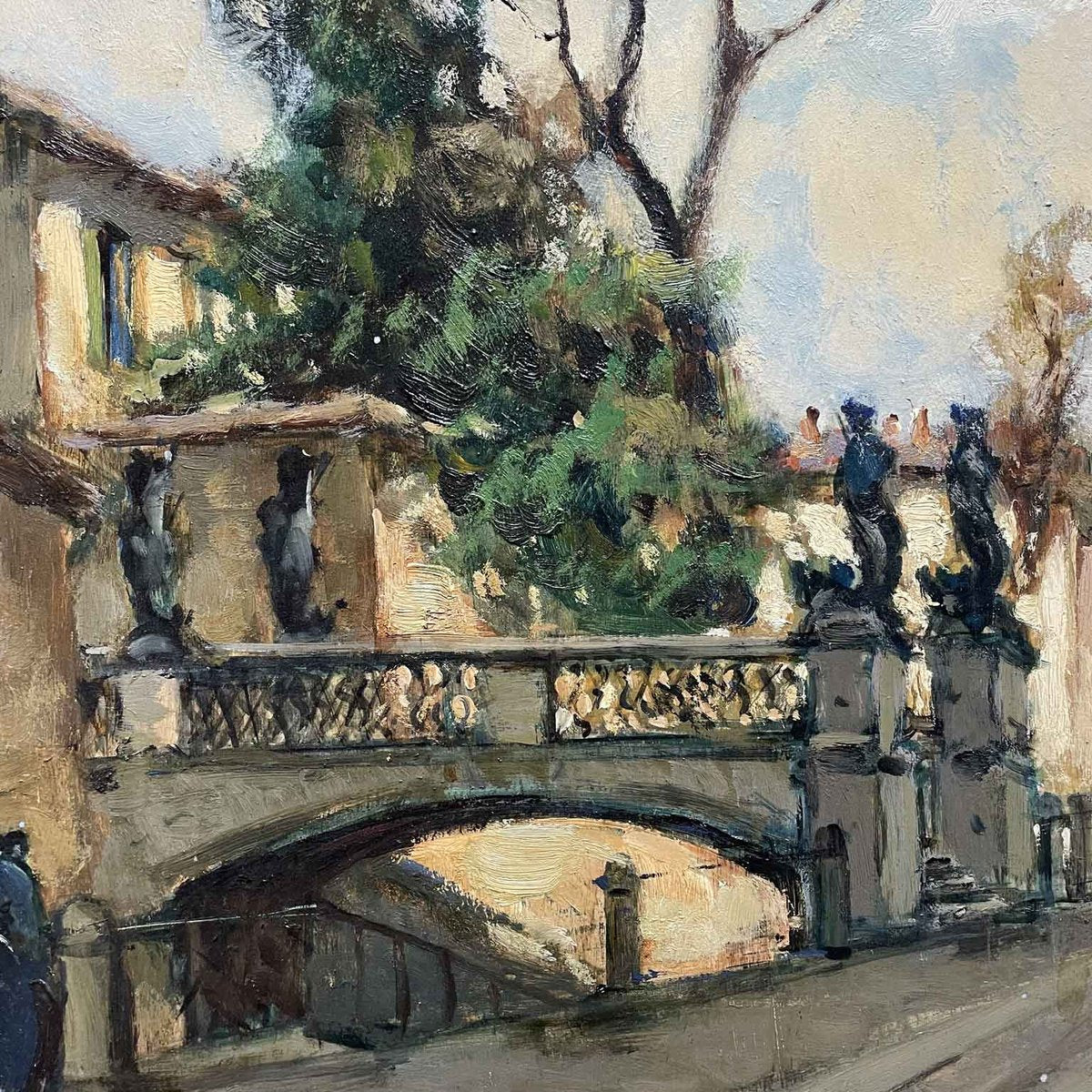 Castelfranchi Cirano, View of the Naviglio of via San Damiano, 1951, Oil on Panel