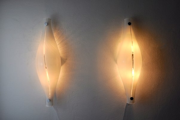 Cat Eye Wall Lights from Mazzega, Italy, 1960s, Set of 2-EJE-1373631