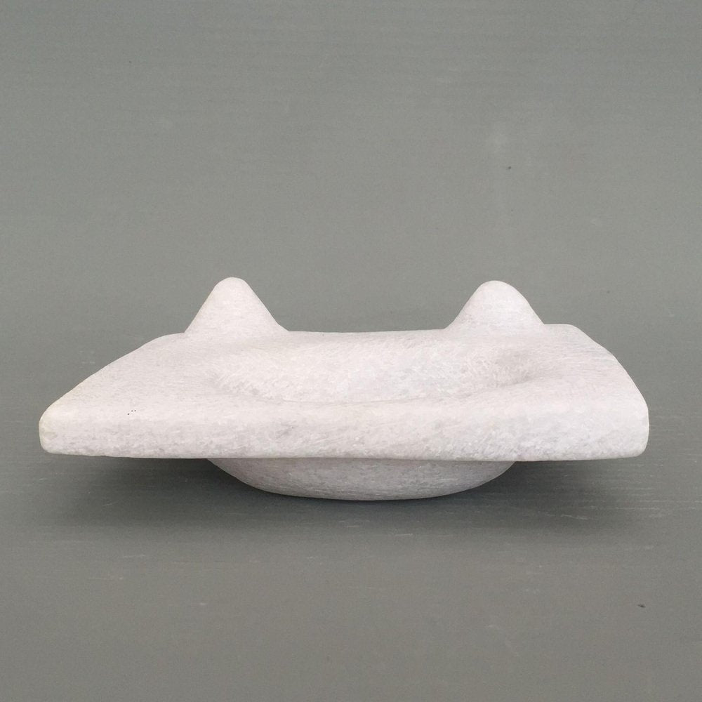 Cat Face Hand Carved Marble Sculpture by Tom Von Kaenel