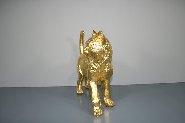 Cat Figures in 24 Karat Gilt, 2000s, Set of 2-QAI-1778496