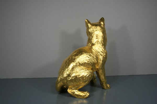 Cat Figures in 24 Karat Gilt, 2000s, Set of 2-QAI-1778496