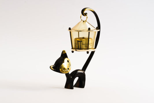 Cat Figurine Holding Thermometer by Walter Bosse for Herta Baller, 1950s