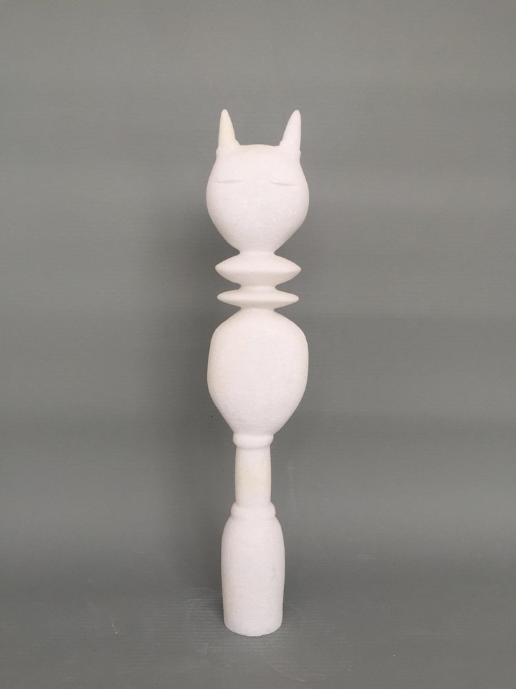 Cat King Naxian Marble Sculpture by Tom Von Kaenel