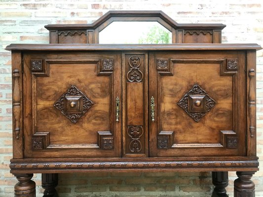 Catalan Spanish Buffet with Mirror Crest, 1800s-NOU-902718