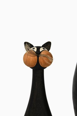 Cats in Black Lacquered Wood by Laurids Lønborg, 1960s, Set of 2-SC-1796789