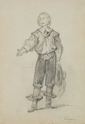 Cavalier With Drawn Hat, Costume Study, 19th-Century, Pencil-OJR-1273441