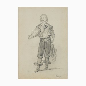 Cavalier With Drawn Hat, Costume Study, 19th-Century, Pencil-OJR-1273441