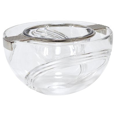 Caviar Glass Serving Dish Bowl in Silver & Crystal from Riedel X Mesa, Italy, 1980s-MWV-2042783