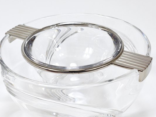 Caviar Glass Serving Dish Bowl in Silver & Crystal from Riedel X Mesa, Italy, 1980s-MWV-2042783